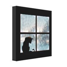 gato en ventana impresion de lienzo