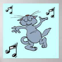 Gato feliz del baile, poster de la música
