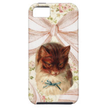 Gato floral del vintage con el caso gigante del ip iPhone 5 cobertura