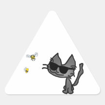 Gato fresco con sus amigos de la abeja calcomanías de trianguladas