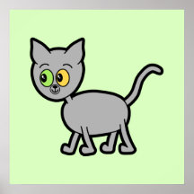 Gato gris con los ojos impares posters