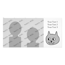 Gato gris del dibujo animado tarjetas fotográficas personalizadas