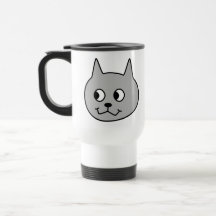 Gato gris del dibujo animado tazas de café