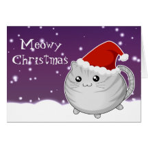 Gato gris del gatito del tabby del navidad de Kawa Tarjetón