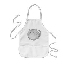 Gato gris lindo del gatito del tabby de Kawaii Delantales