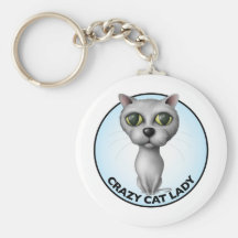 Gato gris - señora loca del gato llaveros personalizados