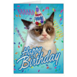 Gato gruñón del feliz cumpleaños tarjetas