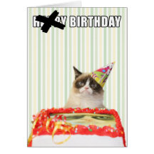 Gato gruñón - tarjeta del feliz cumpleaños