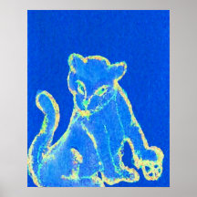 Gato-itude del azul del poster del gato del arte p