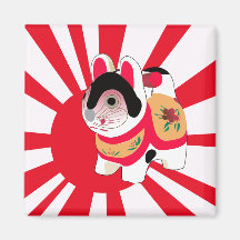 Gato japonés de la buena suerte de la bandera del  iman para frigorífico