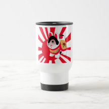 Gato japonés de la buena suerte de la bandera del  taza de café