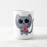 Gato lindo de Kawaii con el buñuelo Taza De Café