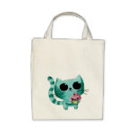 Gato lindo del gatito con la magdalena de Kawaii Bolsas