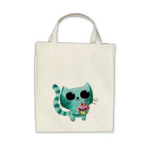 Gato lindo del gatito con la magdalena de Kawaii Bolsas