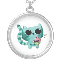 Gato lindo del gatito con la magdalena de Kawaii Grímpola