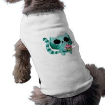 Gato lindo del gatito con la magdalena de Kawaii Camiseta De Mascota
