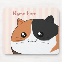 Gato lindo del gatito del calicó de Kawaii Alfombrillas De Ratón