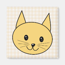 Gato lindo del jengibre. Compruebe el fondo Imanes Para Frigoríficos