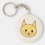 Gato lindo del jengibre. Compruebe el fondo Llaveros Personalizados