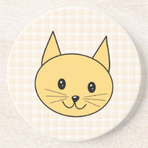 Gato lindo del jengibre. Compruebe el fondo Posavasos Manualidades