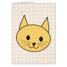Gato lindo del jengibre. Compruebe el fondo Felicitacion