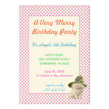 Gato lindo del vintage con la fiesta de cumpleaños invitación personalizada