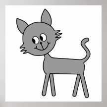 Gato lindo. El caminar gris del gato Poster
