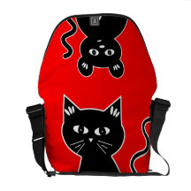 Gato lindo y ratón rojos y negros bolsa de mensajeria 