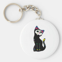 "Gato Muerto" Dia De Los Muertos Cat Llaveros Personalizados