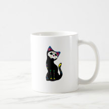 "Gato Muerto" Dia De Los Muertos Cat Tazas De Café