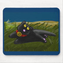 Gato negro con Bell - Mousepad Alfombrillas De Raton