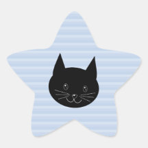 Gato negro, con el fondo azul claro de la raya pegatinas forma de estrellaes personalizadas