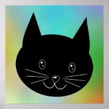 Gato negro, con un fondo de los colores del arco i impresiones