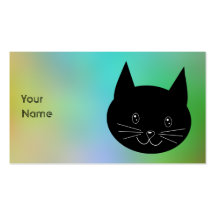 Gato negro, con un fondo de los colores del arco i tarjeta personal