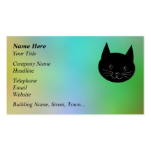 Gato negro, con un fondo de los colores del arco i plantilla de tarjeta de negocio