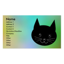 Gato negro, con un fondo de los colores del arco i plantilla de tarjeta de visita
