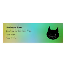 Gato negro, con un fondo de los colores del arco i tarjetas de visita