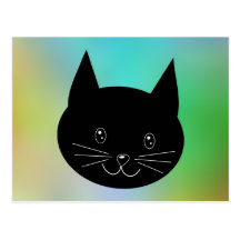 Gato negro, con un fondo de los colores del arco i postal