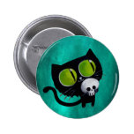 Gato negro de Halloween con el cráneo Pins
