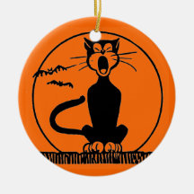 Gato negro de Halloween del vintage Adorno Para Reyes