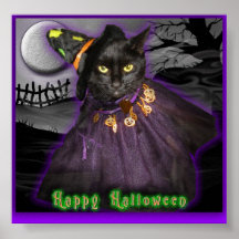 Gato negro de Halloween Posters