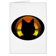 Gato negro de Halloween Tarjetón