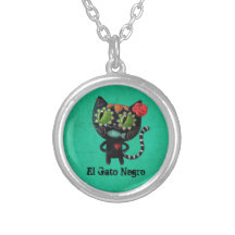 Gato negro de los muertos pendientes personalizados