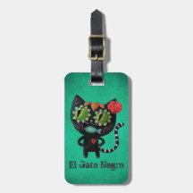 Gato negro de los muertos etiquetas de maletas