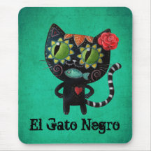 Gato negro de los muertos tapete de ratones