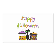 Gato negro del caramelo de Halloween Tarjeta De Negocio