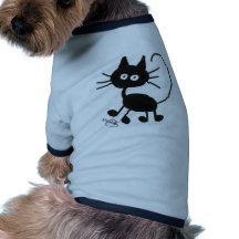 Gato negro del dibujo animado camiseta de mascota