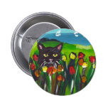 Gato negro entre tulipanes pin