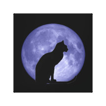 Gato negro, impresión de la lona de la luna azul impresiones en lona estiradas