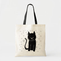 Gato negro lindo con los corazones bolsas